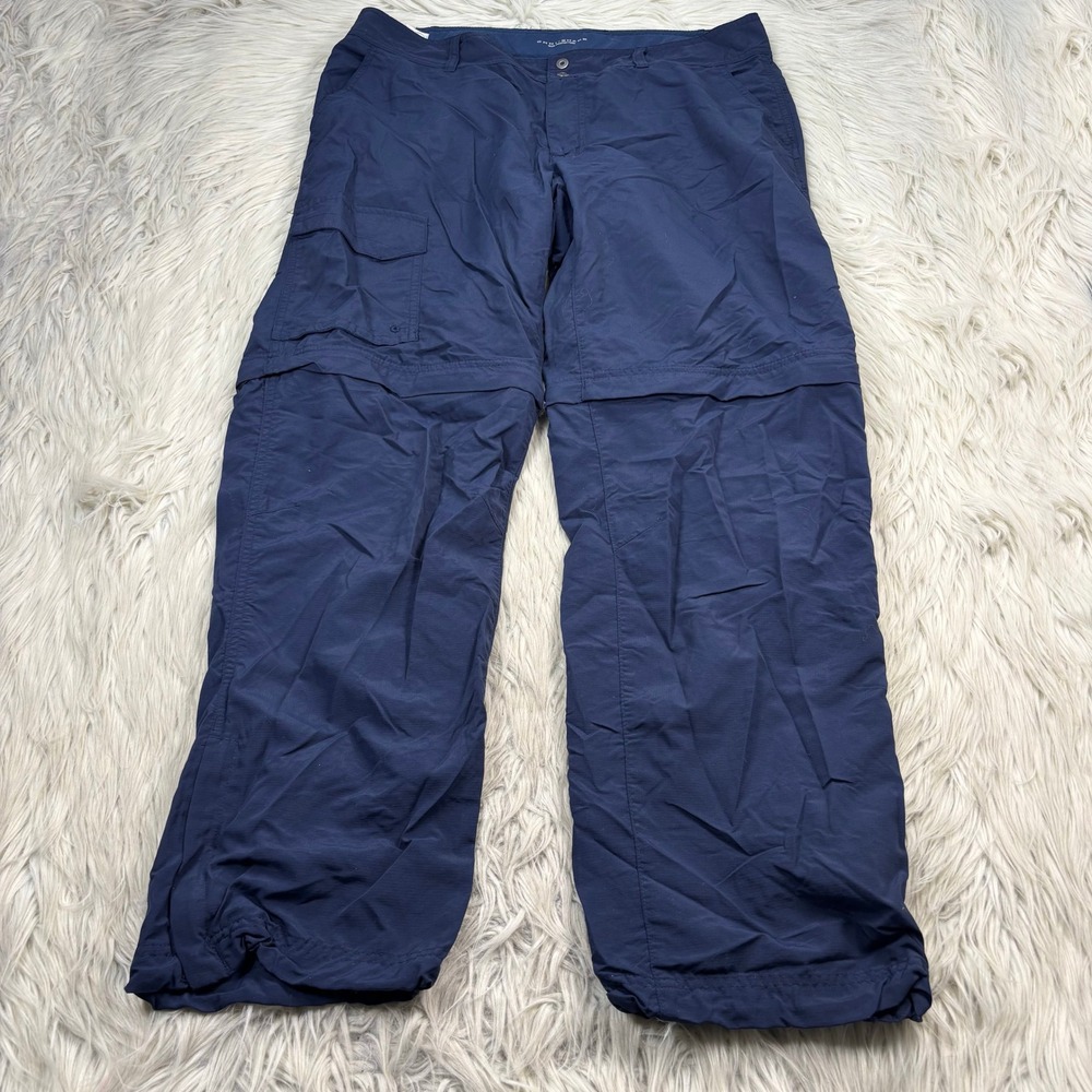 Columbia PFG Women's 14 SHORT Navy Convertible Zip Off Pants Granola Girl Hiking
